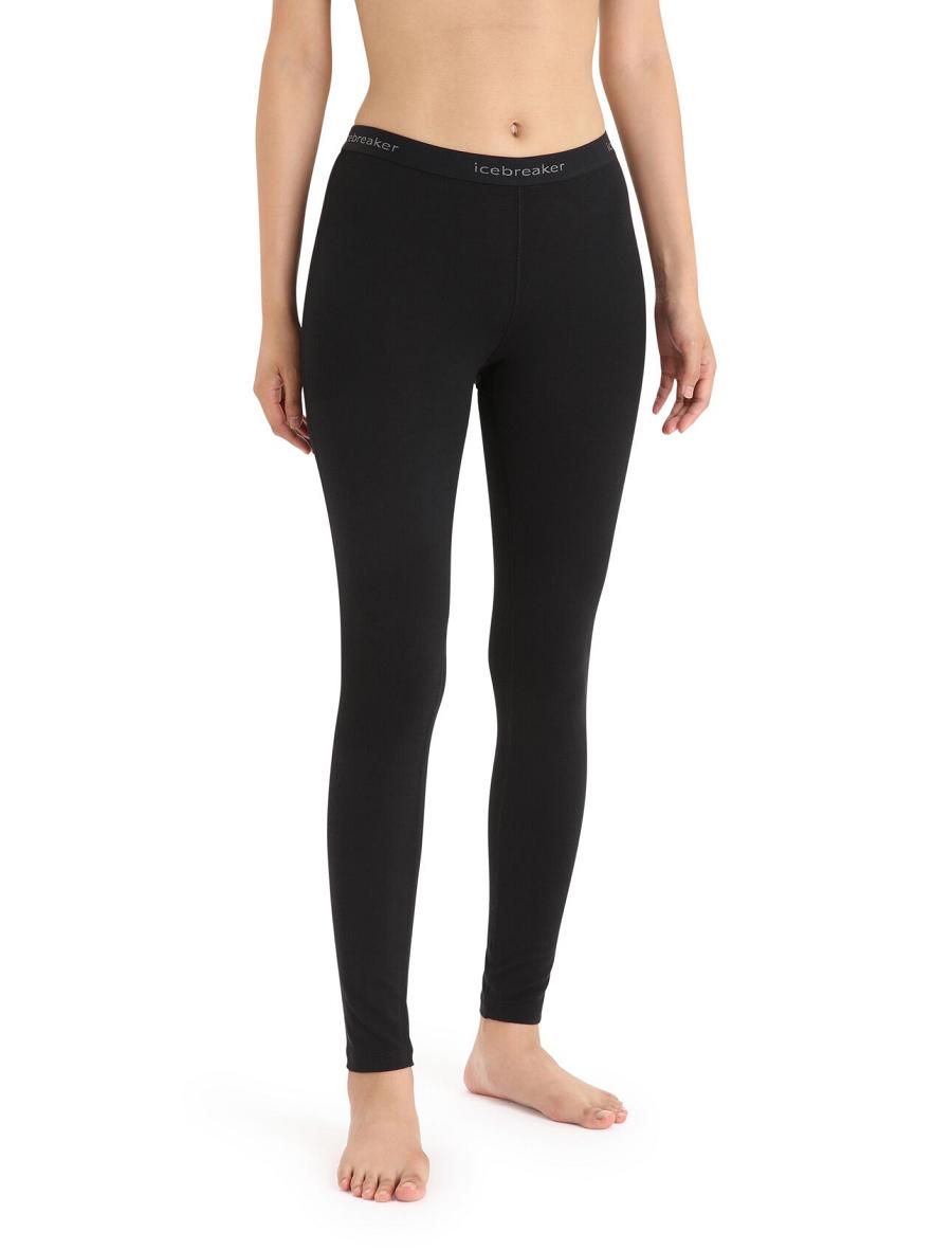 Black Icebreaker Merino 200 Oasis Thermal Women\'s Leggings | AU 1551NWYB